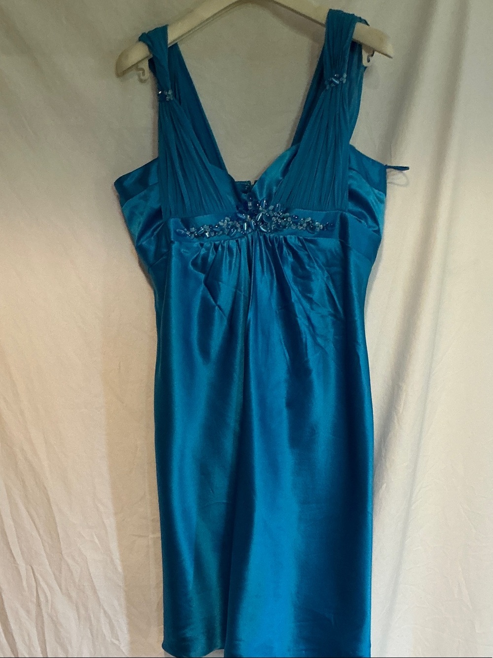 Marc Bouwer electric Blue Satin Embellished evening Dress